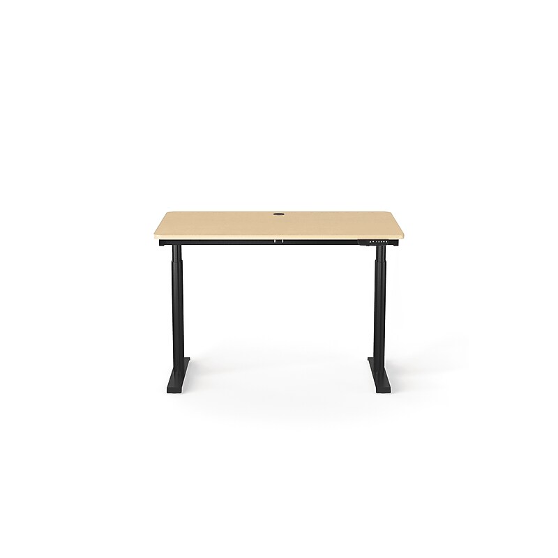 VersaDesk PowerLift 48"W Electric Rectangular Adjustable Standing Desk, Maple/Black (PLSDR4830-BM-APP) image 1