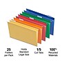 Staples Heavy Duty Reinforced Hanging File Folders, 1/5-Cut Tab, Legal Size, Assorted Colors, 25/Box (ST18657-CC)~#|#~FB49C95C-F2B3-4DB6-96CA88221B4DC67D_sc7