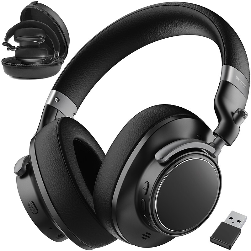 Delton M201 Wireless Active Noise Cancelling Bluetooth Stereo Business Computer Headset, Black (DBHM201D) image 1