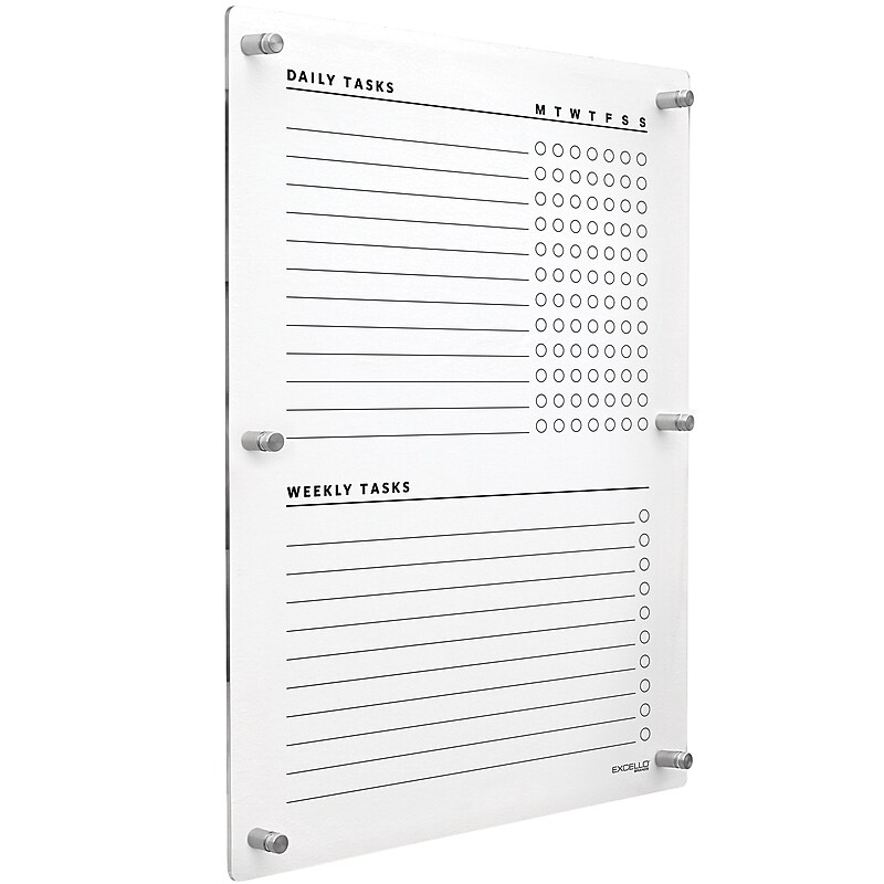 Excello Brands Acrylic Dry-Erase Planning Board, 20" x 30", Black Print (ACRYLBRD-TSK20X30-BLK) image 1