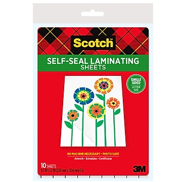Scotch® Self Sealed Single-Sided Laminating Laminating Sheets, Letter Size, 10/Pack (LS854SS10)