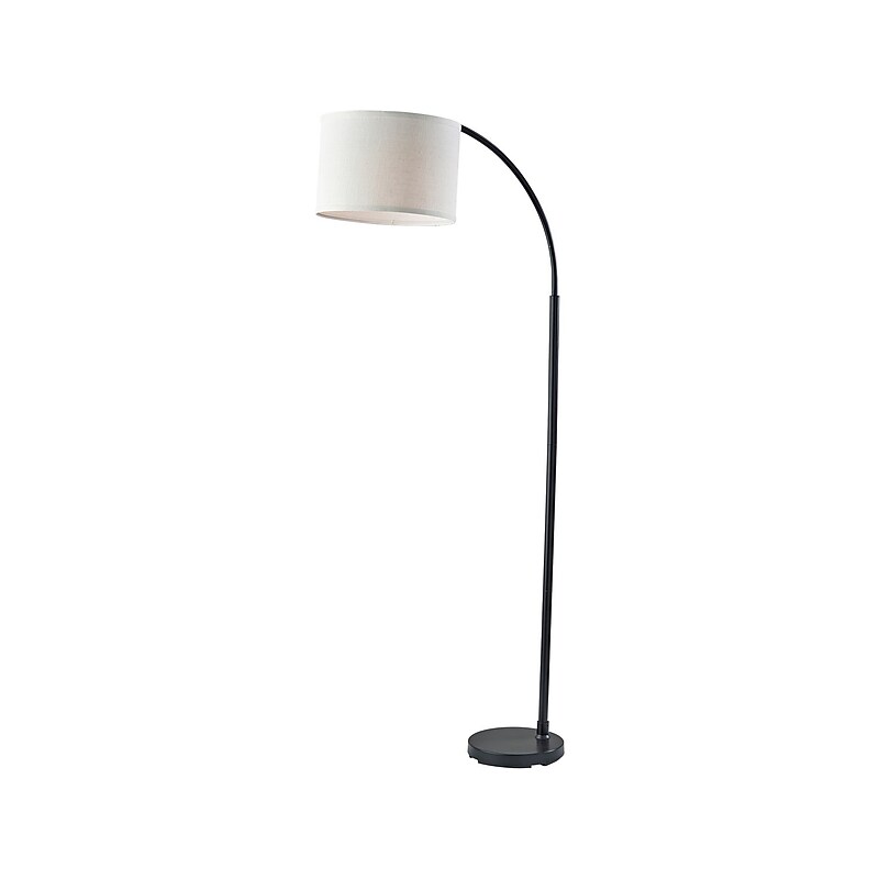 Simplee Adesso Jace 64" Matte Black Floor Lamp with Off-White Drum Shade (SL1145-01) image 1