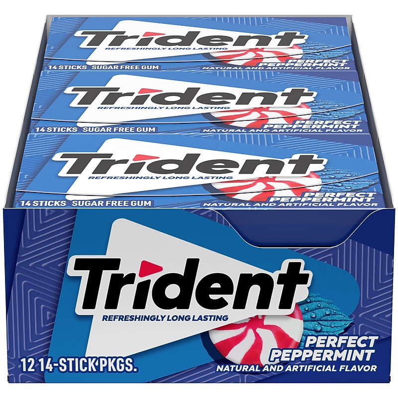 Trident Sugar Free Perfect Peppermint Gum, 14 Pieces/Pack, 12/Pack (209-02517) image 1