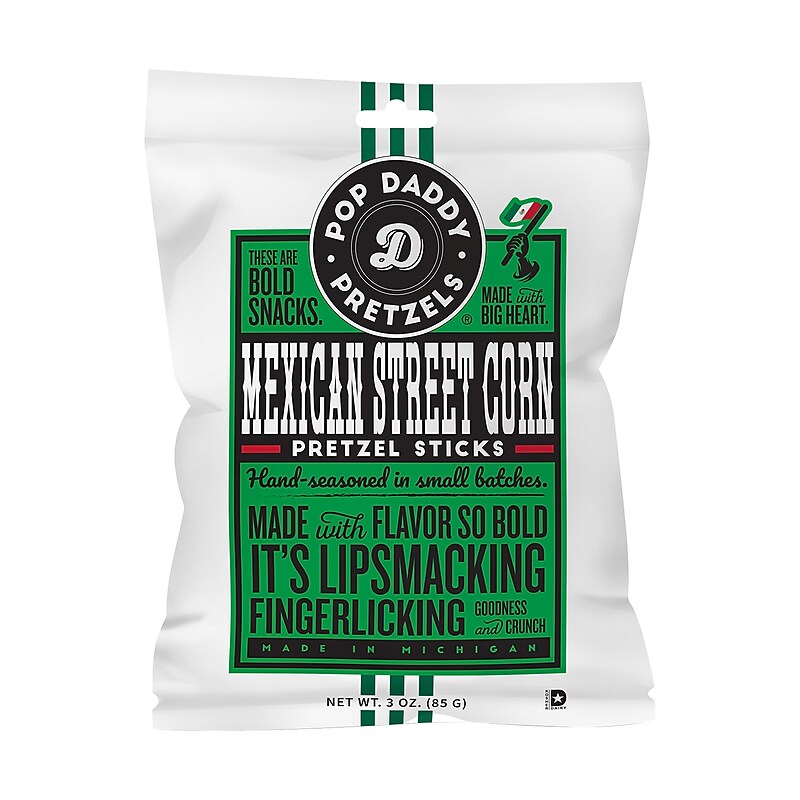 Pop Daddy Mexican Street Corn Seasoned Pretzels, 3 oz., 15/Pack (220-02550) image 1