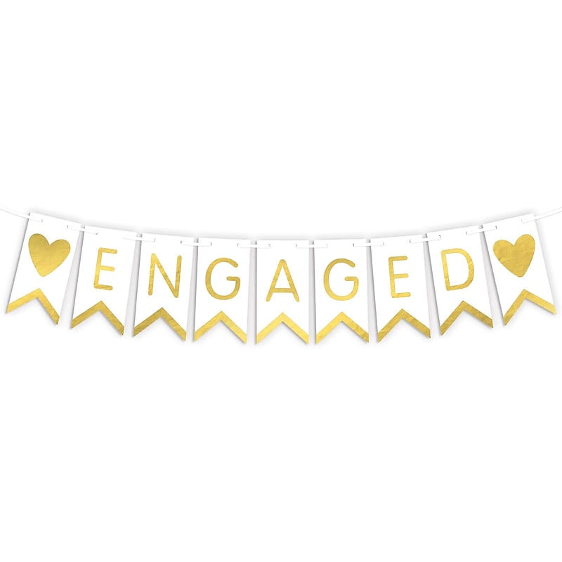 Party City Engaged Banner, Gold/White (AM121051) image 1