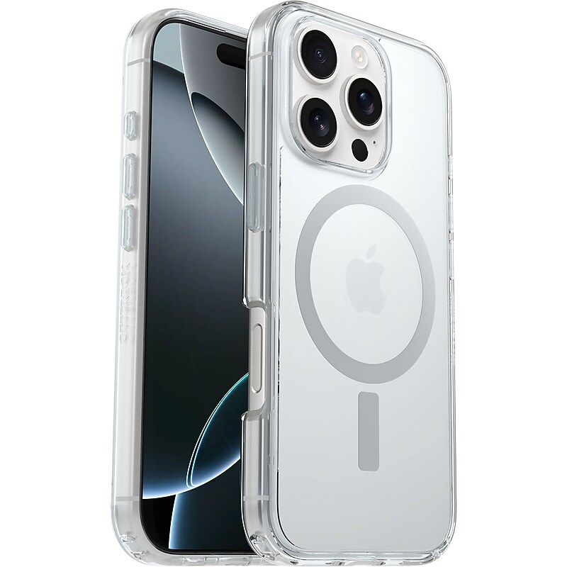 OtterBox Symmetry Series Clear MagSafe Phone Case for iPhone 16 Pro, Shock Absorbing, Clear (77-99692) image 1