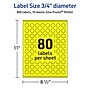 Avery Laser/Inkjet Multipurpose Circle Labels, 0.75" Dia., Neon Yellow, 800/Pack (94504)~#|#~FB98D3B5-0023-4C47-A9A5B744C614E439_sc7