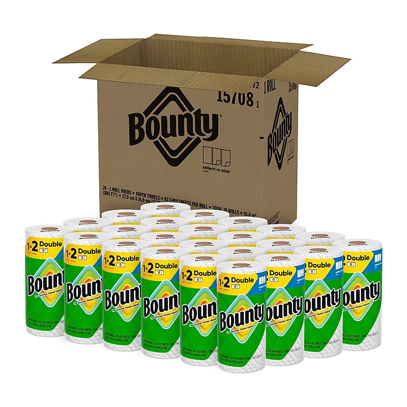 Bounty Select-A-Size Double Roll Paper Towels, 2-ply, 82 Sheets/Roll, 24 Rolls/Pack (66539/5815) image 1