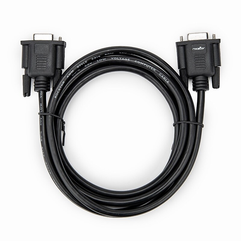 Rocstor Premium 6' DB9 RS232 Serial Null Modem Data Cable, Female to Female, Black (Y10C880-B1) image 1