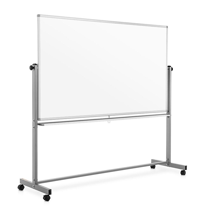 Luxor Double Sided Magnetic Porcelain Mobile Dry-Erase Whiteboard Easel, Aluminum Frame, 72"W x 40"H (DEMW002) image 1