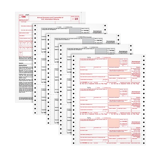 TOPS 2023 1099NEC Tax Form Kit with 1096 Forms, 4Part, 100/Pack