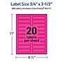 Avery Laser/Inkjet Rectangle Multipurpose Labels, 0.75" x 3.5", Neon Magenta, 800/Pack (94217)~#|#~FBC035BA-5F37-4806-BE3CA9AEB3EB8CCB_sc7