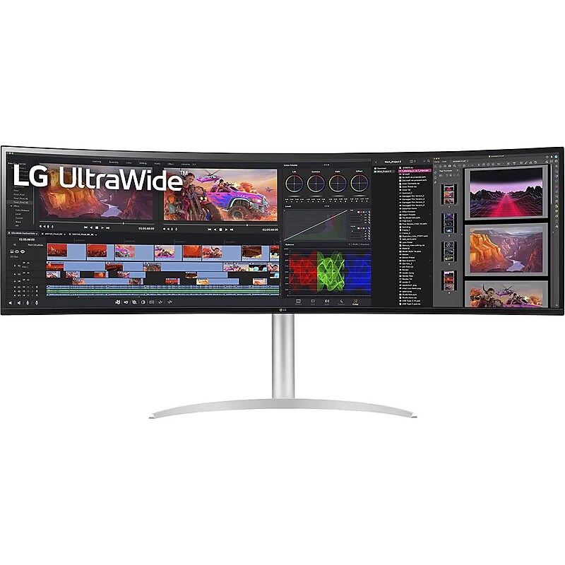 LG UltraWide 49" Curved Nano IPS Monitor, Black Glossy/Silver Texture (49BQ95C-W) image 1
