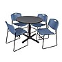 Regency 36-inch Training & Hospitality Round Shape Laminate Table with 4 Chairs, Blue (TB36RNDGY44BE)~#|#~FBC1E643-7503-4555-851BAECDFF94B01E_sc7