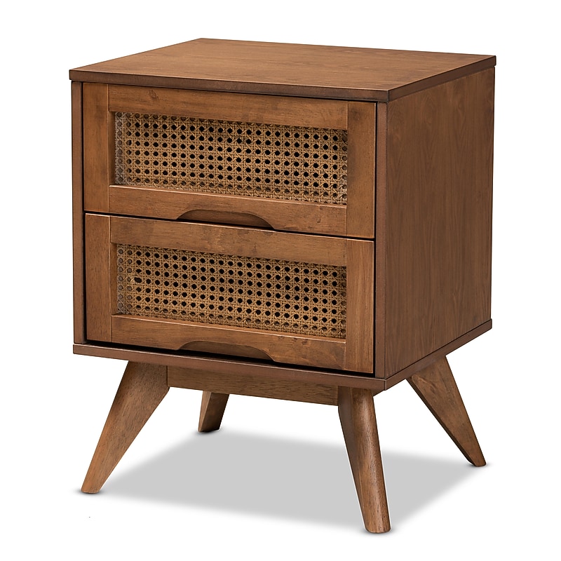 Baxton Studio Barrett 18.7"W x 15.7"D Wooden Nightstand with 2 Drawers, Walnut Brown (192-11298-HiT) image 1