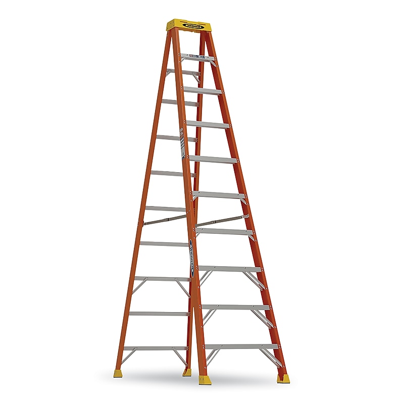 Werner 10' Fiberglass Step Ladder, 300 lbs. Capacity (6110) image 1