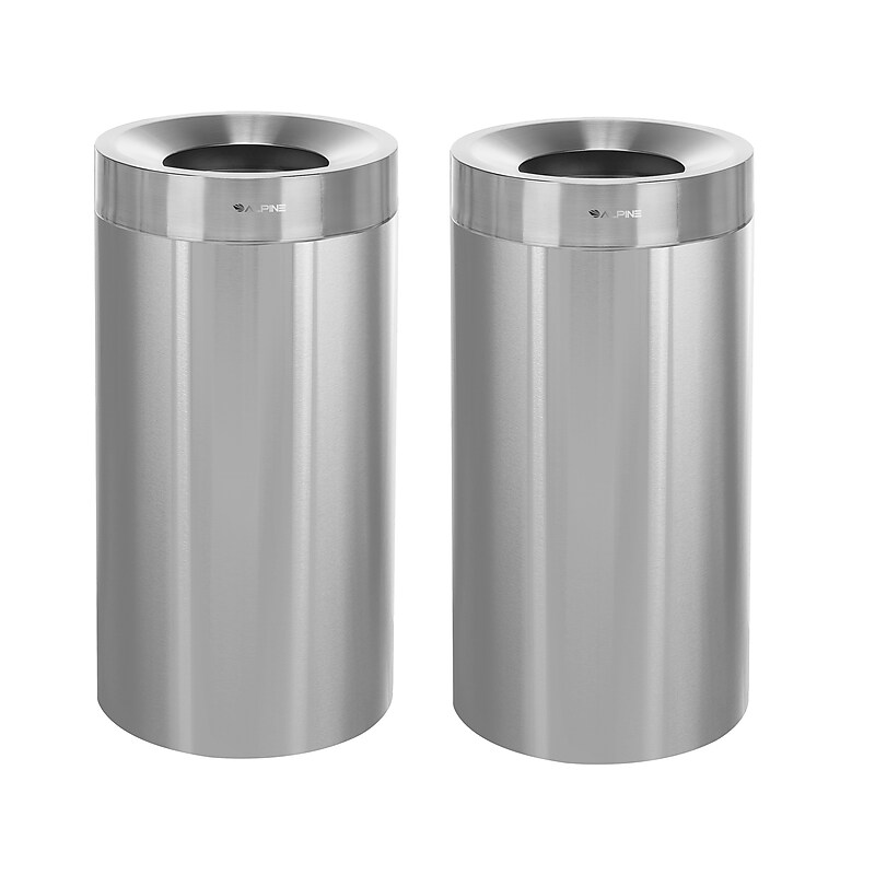 Alpine Industries Stainless Steel Trash Can, 27 Gallon, Silver, 2/Pack (ALP475-27-2PK) image 1