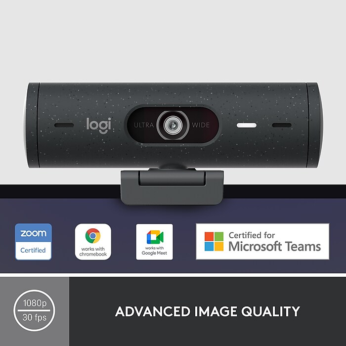 Logitech Brio 500 HD 1080p Webcam, 4 Megapixels, Graphite