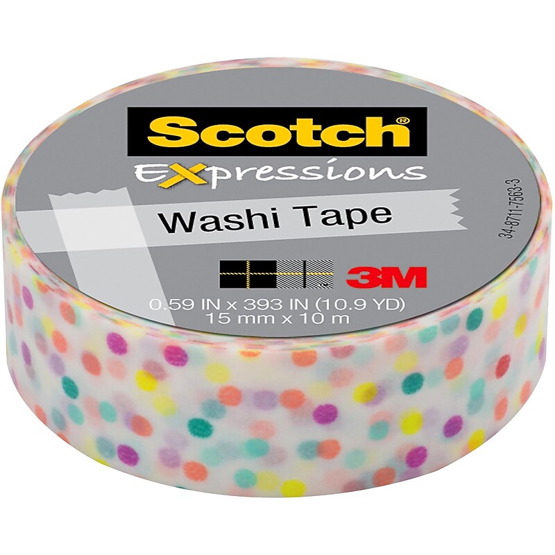Scotch Expressions Washi Tape, 0.59" x 10.9 Yds., Fun Dots (C314-P47) image 1