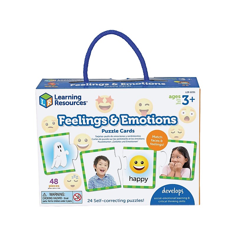 Learning Resources Feelings & Emotions Puzzle Cards, Assorted Colors, 24/Box (LER6091) image 1