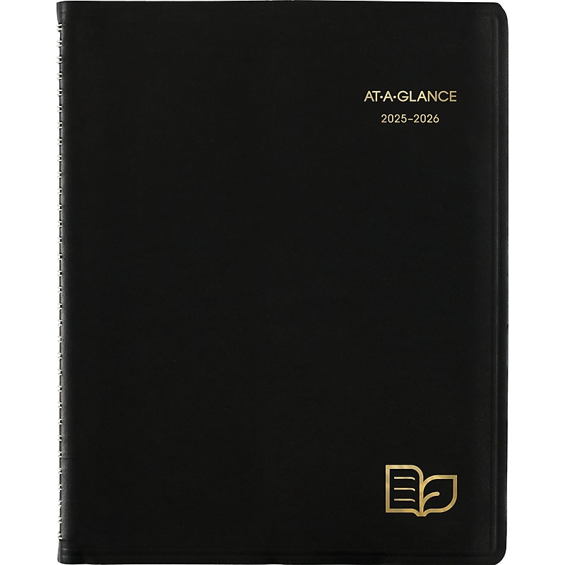 2025-2026 AT-A-GLANCE Recycled 8.25" x 11" Academic Weekly & Monthly Appointment Book, Faux Leather Cover, Black (70-957G-05-26) image 1