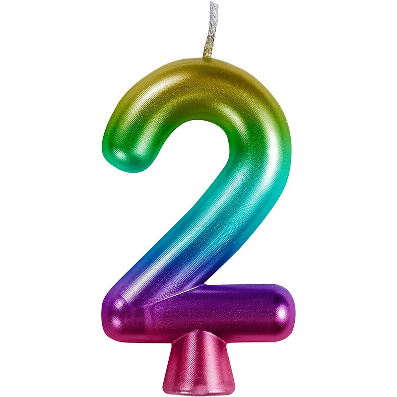 Creative Converting Metallic 2 Birthday Candles, Rainbow, 12/Pack (365106) image 1