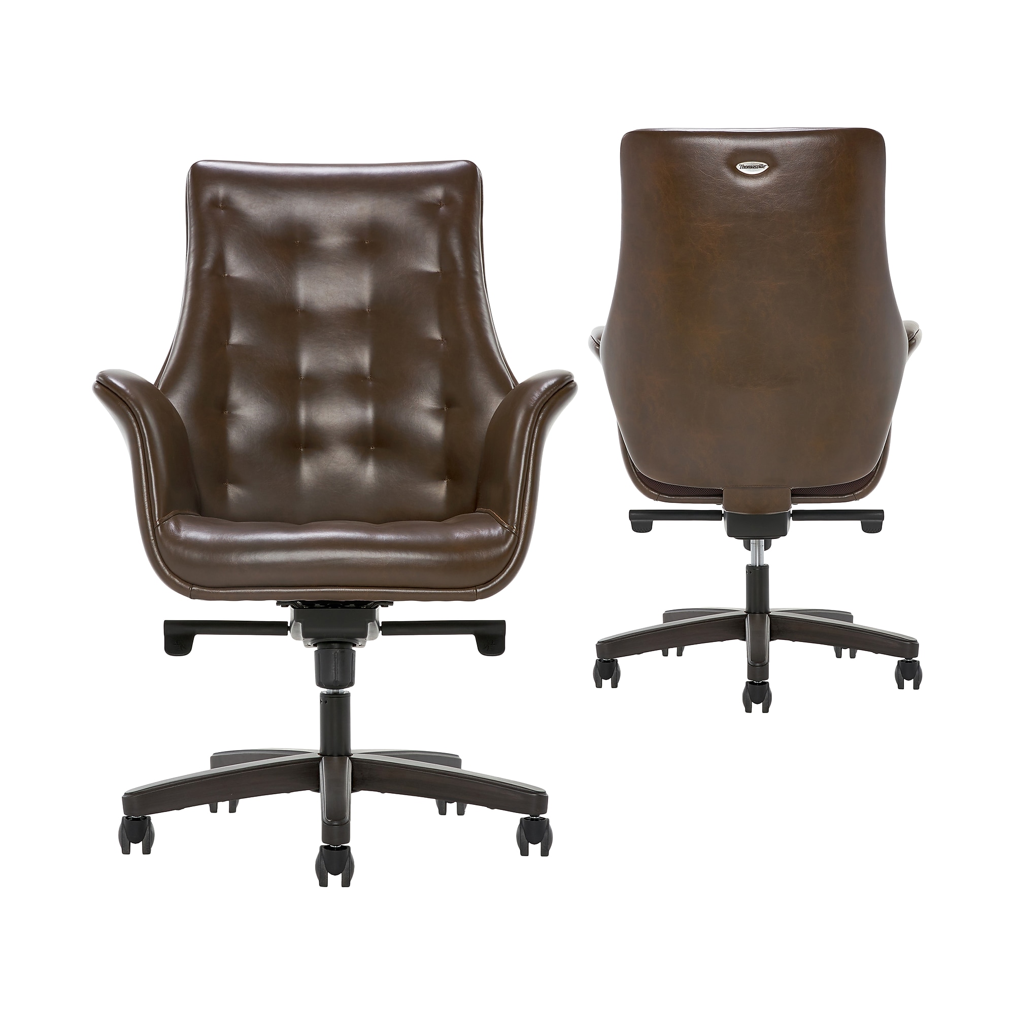 Thomasville Furniture Brooks Ergonomic Bonded Leather Swivel Executive Chair, Brown (51493-BRN) Sansujyuku sansujyuku.com