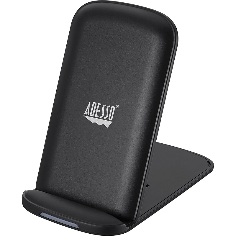 Adesso 10W Max Qi-Certified 2-Coil Foldable Wireless Charging Stand for Qi Capable Devices, Black (AUH-1020) image 1
