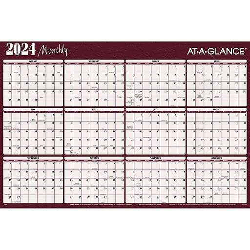 2024 ATAGLANCE 48" x 32" Yearly WetErase Wall Calendar, Reversible