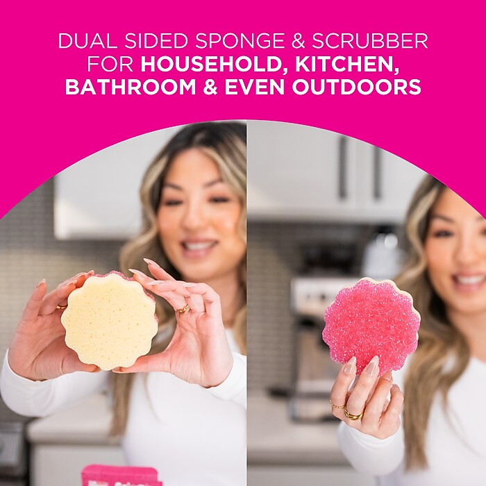 The Pink Stuff Sqeezy Dual Sided Non-Scratch Sponge with Scrubber