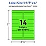 Avery Rectangle Multipurpose Labels, 1-1/3" x 4", Neon Green, 560/Pack (94206)~#|#~FC20684E-7541-4992-A242DAD4165422B6_sc7
