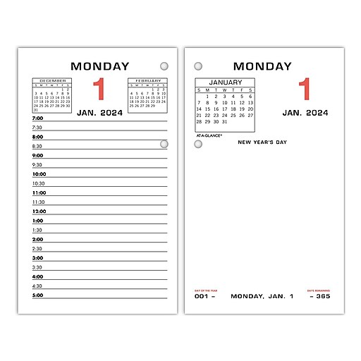 2024 ATAGLANCE 6" x 3.5" Daily Desk Calendar Refill, Multicolor (E017