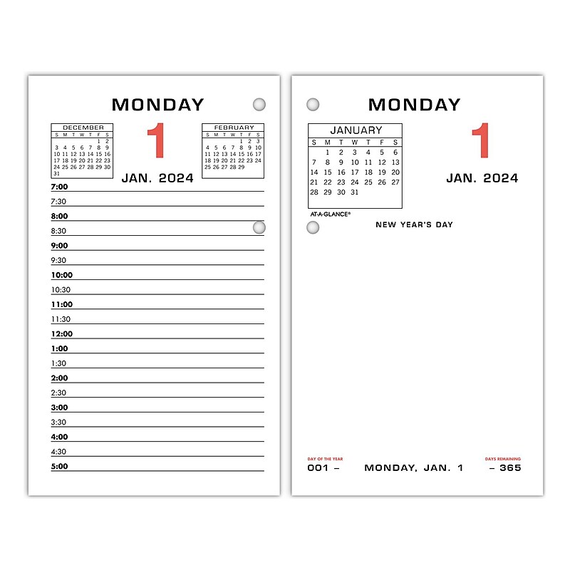 2024 AT-A-GLANCE 6" x 3.5" Daily Desk Calendar Refill, Multicolor (E017-50-24) image 1