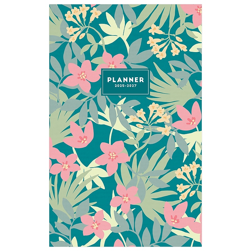 2025-2026 Blue Sky Floral 5" x 8" Academic Year Weekly & Monthly Student Planner, Plastic Cover, Assorted Colors (156703) image 1
