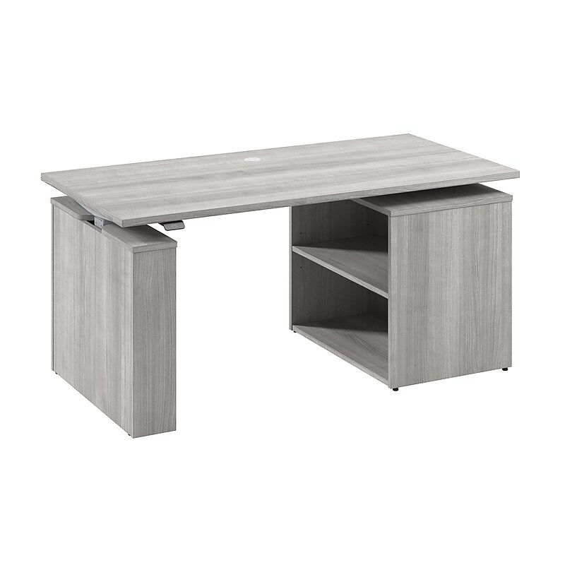 Bush Business Furniture Stratus 60"W Electric Adjustable Standing Desk with Bookcase, Platinum Gray (SUT005PG) image 1