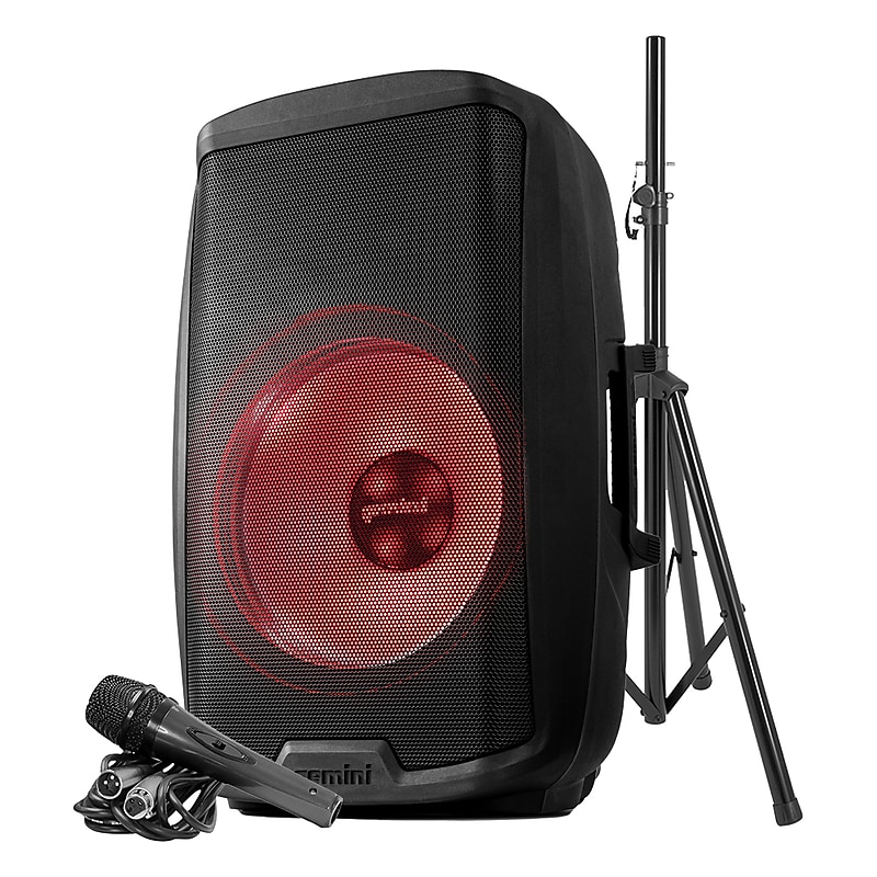 Gemini 2000 Watt 15" LED Bluetooth Loudspeaker, Black (AS-2115-BT-LT-PK) image 1