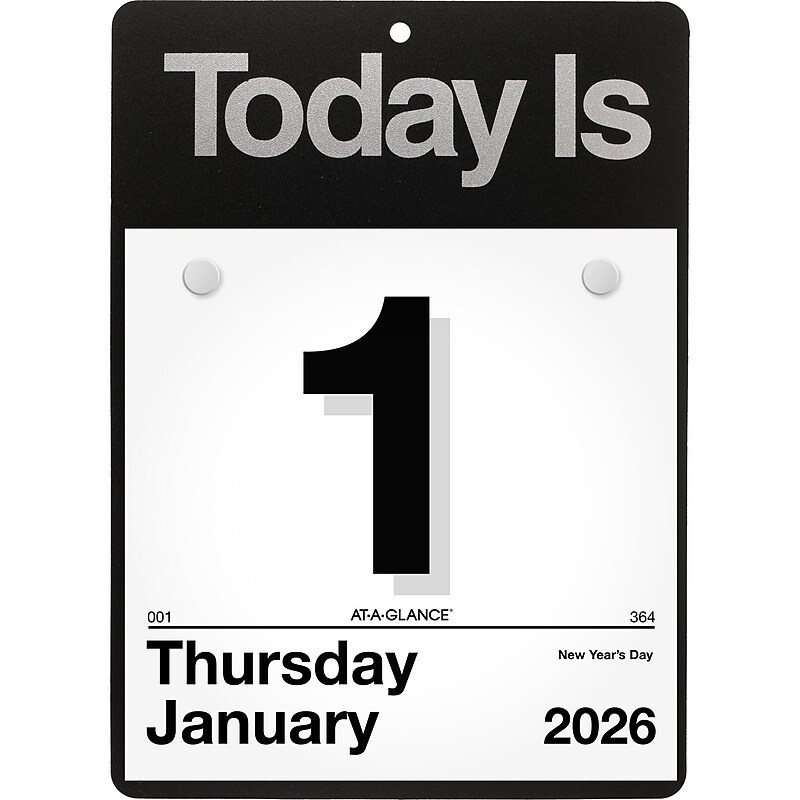 2026 AT-A-GLANCE Today Is 6.63" x 9.13" Daily Wall Calendar, White/Black (K1-00-26) image 1