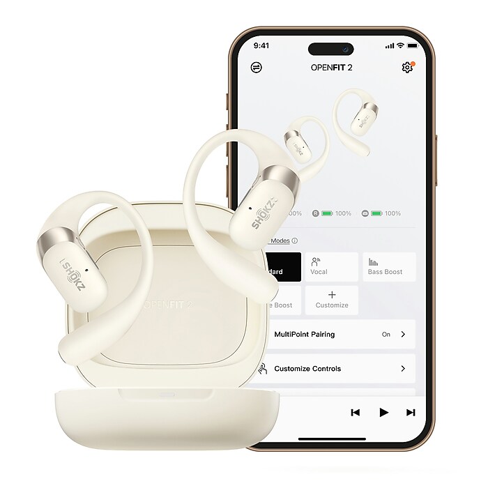 Shokz OpenFit™ 2 Wireless Active Noise Canceling Open-Ear Earbuds
