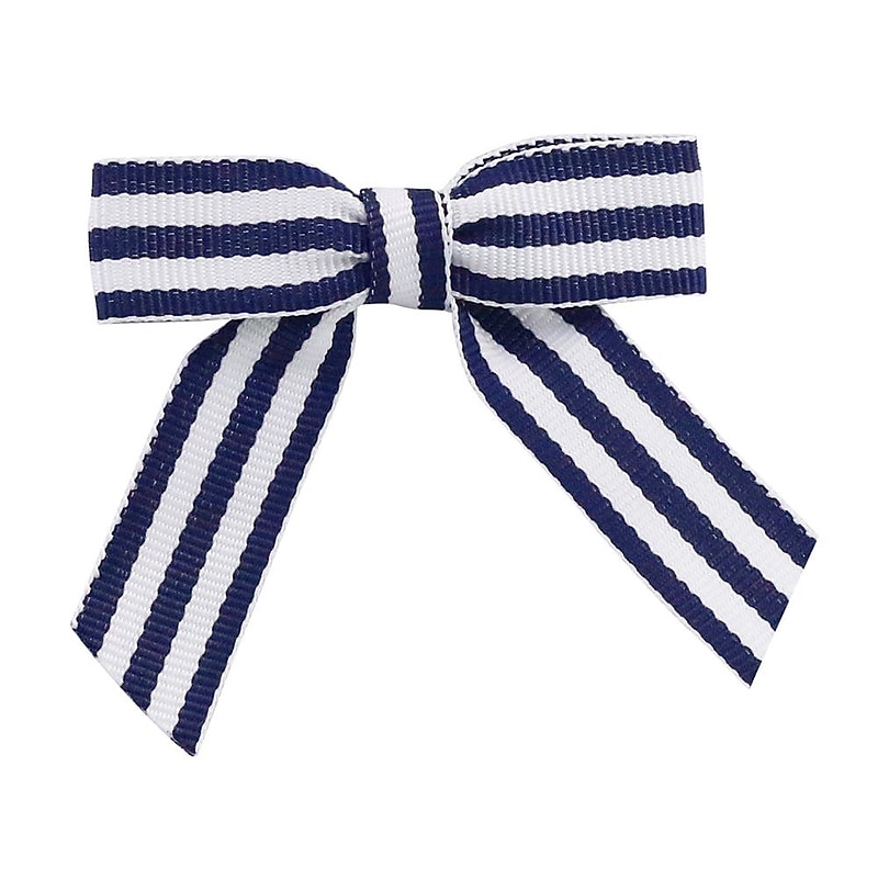 JAM Paper Grosgrain Bows, Navy and White Stripe, 100/Pack (52640349310) image 1