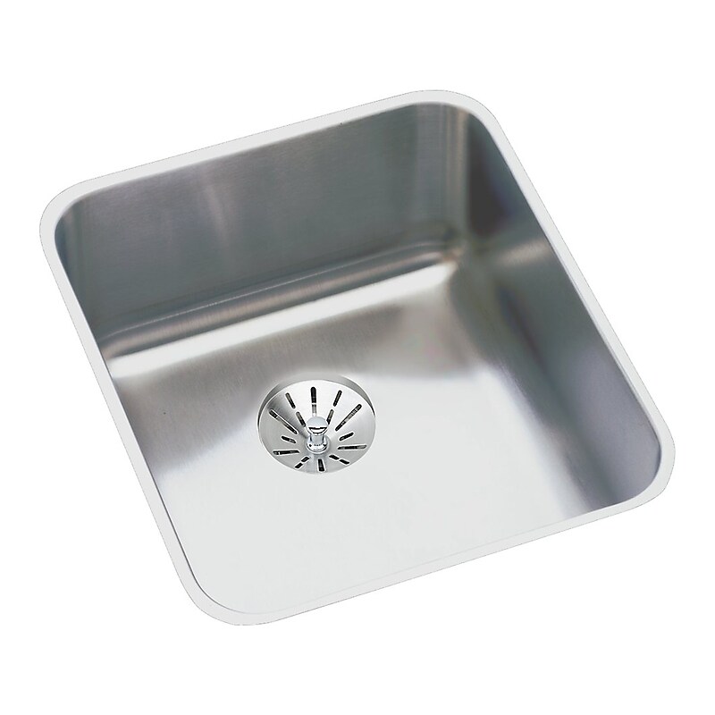 Elkay Lustertone Classic Single-Bowl Undermount Sink w/Perfect Drain, 18.5" x 16" x 6.38", Stainless Steel, Lustrous Satin image 1
