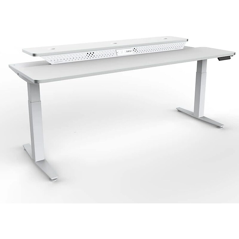 VersaDesk PowerLift Split-Level 60"W Electric Rectangular Adjustable Standing Desk, White (PL2SD6030-WW) image 1