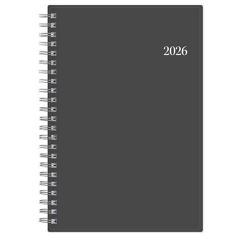 2026 Blue Sky Passages 5" x 8" Calendar Year Weekly & Monthly Planner, Plastic Cover, Gray (100010-26) image 1