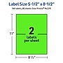Avery Laser/Inkjet Multipurpose Rectangle Labels, 5.5" x 8.5", Neon Green, 160/Box (94229)~#|#~FC5C154E-B7A9-4335-8B34D2155141618C_sc7