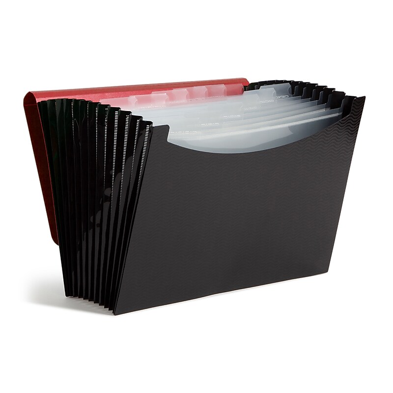 Smead Heavy Duty Plastic Accordion File, 12 Pocket, Letter, Red/Black (70866) image 1