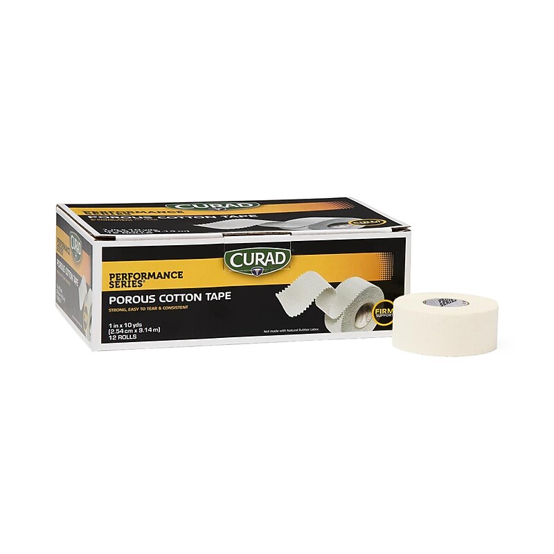 Curad Performance Porous Cotton Medical Tape, 1" x 10 yds., 12 Rolls/Box (CUR290101Z) image 1