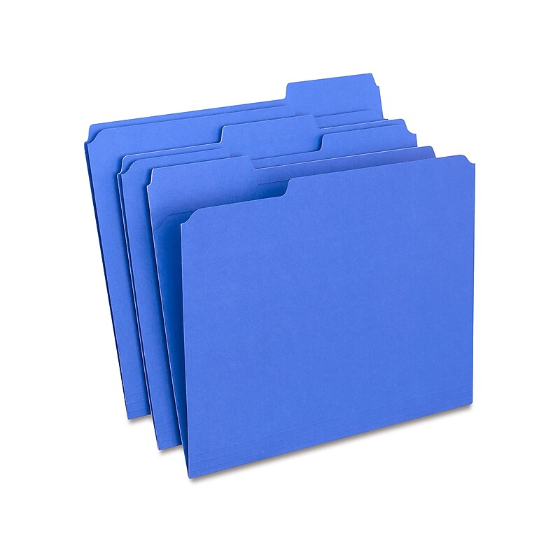 Staples Reinforced File Folders, 1/3-Cut Tab, Letter Size, Blue, 100/Box (ST508911-CC) image 1