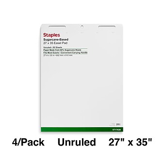 Staples Easel Pads, 27" x 35", White, 50 Sheets/Pad, 4 Pads/Carton (ST17639)