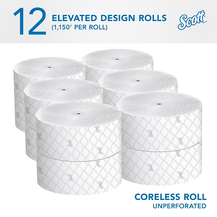 Scott Essential JRT Recycled Coreless Toilet Paper, 2-ply
