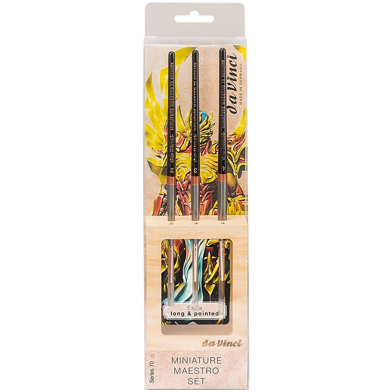 da Vinci MINIATURE MAESTRO Kolinsky Red Sable Bristle, Pointed Miniature Brushes, 3/Pack (DVXVA4066700) image 1