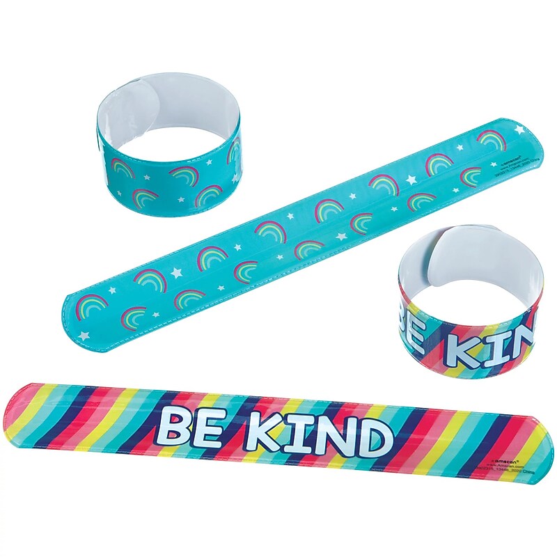 Party City Be Kind & Rainbow Slap Bracelets, 8/Pack (AM3902315-NS) image 1